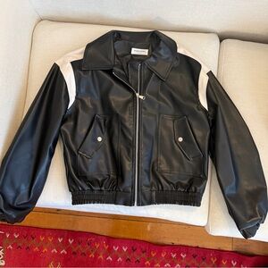 Pinkyotto Black Leather Jacket with Silver Zipper